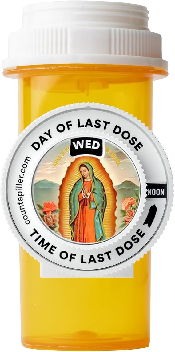 Track, Remind, Organize Pills. Medication Compliance. Optimize Your Dosage & Stay On Top of Prescriptions AM/PM - Daily & Hourly (Virgen de Guadalupe) Pill Medication Organizer Tracker