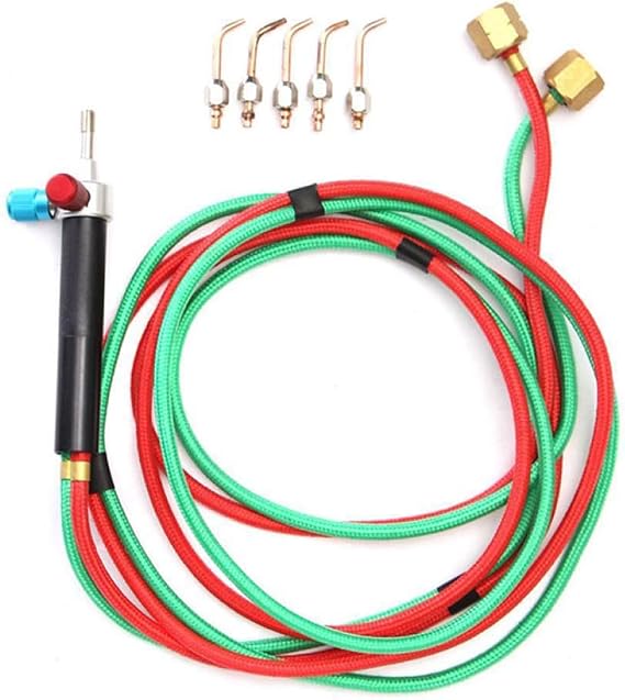 Mini Gas Torch Welding Soldering Gun, Oxygen Torch Kit with 5 Tips for Jewelry Repair Hoses Metal Welding