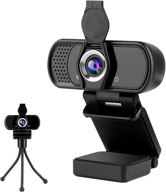 Full 1080P HD Webcam with Microphone, USB Webcam for Laptop and Desktop, External Web Camera, Streaming PC Web Camera with Privacy Cover and Tripod, Widescreen Web cam for Zoom Skype YouTube