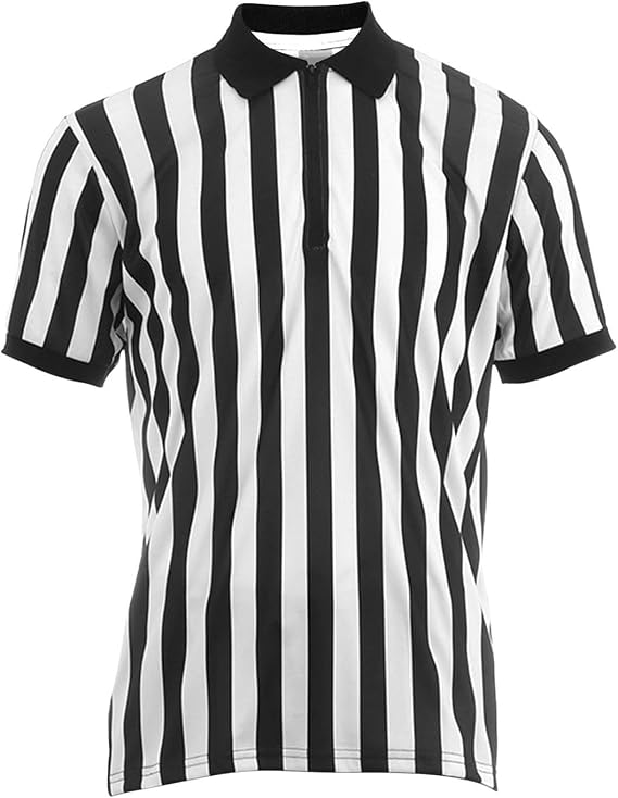 Men's Umpire Jersey, Referee Shirt Men, Referee T Shirt, Black And White Stripe Tshirt, Stripe Overturned Collar Ref Uniform, Black & White Stripe Top Referee Uniform For Basketball Football Soccer