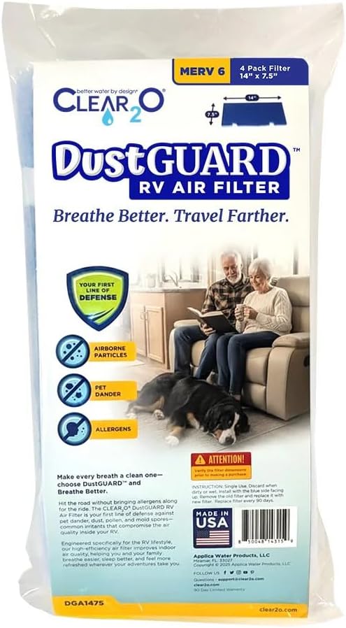 Clear2o Dustguard Rv Air Filter 14" X 7.5" (4 Filter Pk) - Dga1475