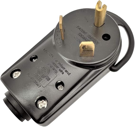 Parkworld 691609 RV 30AMP Replacement Power Assembly TT-30P Male plug with Handle