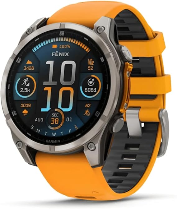 Garmin Fenix 8 47mm Amoled Titanium Orange Smart Watch