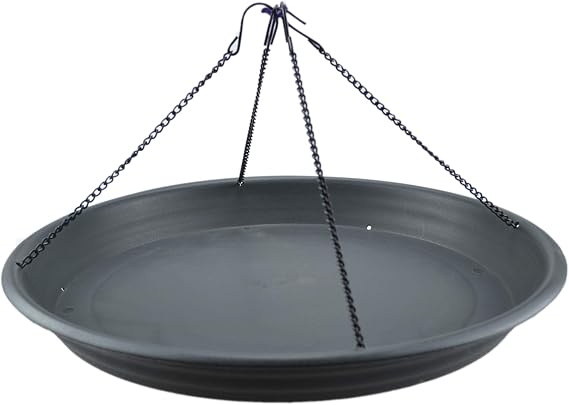 16" Bird Seed Catcher Tray Platform Feeder Hanging Tray Seed Hoop Outdoors Backyard Garden (Black)