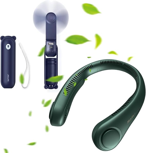 JISULIFE Handheld Mini Fan, 3 IN 1 Hand Fan [12-19 Working Hours] Neck Fan 4000 mAh