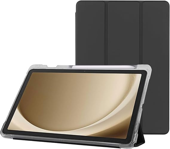 Klasse Samsung Galaxy Tab A9+ Plus 11 inch Compatible Smart Case with S Pen Pen Holder, Trifold, Flexible, Matte, Shockproof Tablet Case (Black)