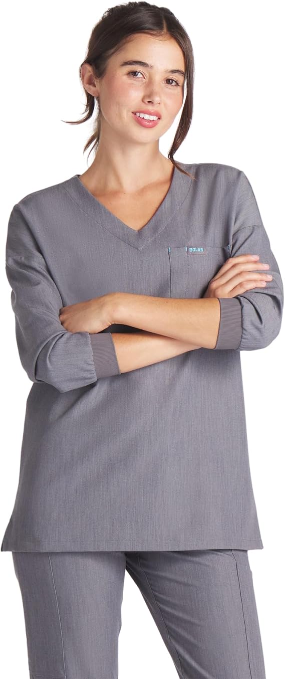 DOLAN Alpine Dolman 34 Sleeve Oversized CORE Women's Scrub Top, 2 Pocket, Smooth Fabric, Soft and Durable Graphite