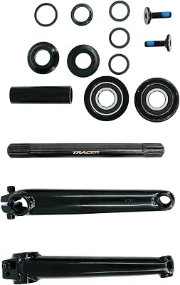 MICARGI BMX 3pc Crank Set,Single Speed Bike Crankset with 3pc Crankset, Crank Arms, and Hex Bolt,Type: 19mmx164200mm BlackChrome