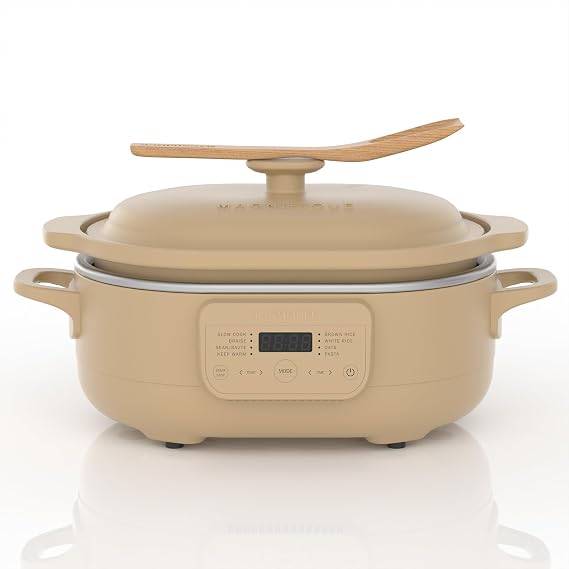 4 Quart Programmable Slow Cooker with Flexible Easy Programming, 8-in-1 Claypot Multi Cooker, Removable Crock, Nonstick, Oven Safe Pot to 450F, Brown