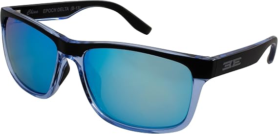 Epoch Delta Sport Polarized Sunglasses Crystal Blue Black Frame Blue Mirror Lens