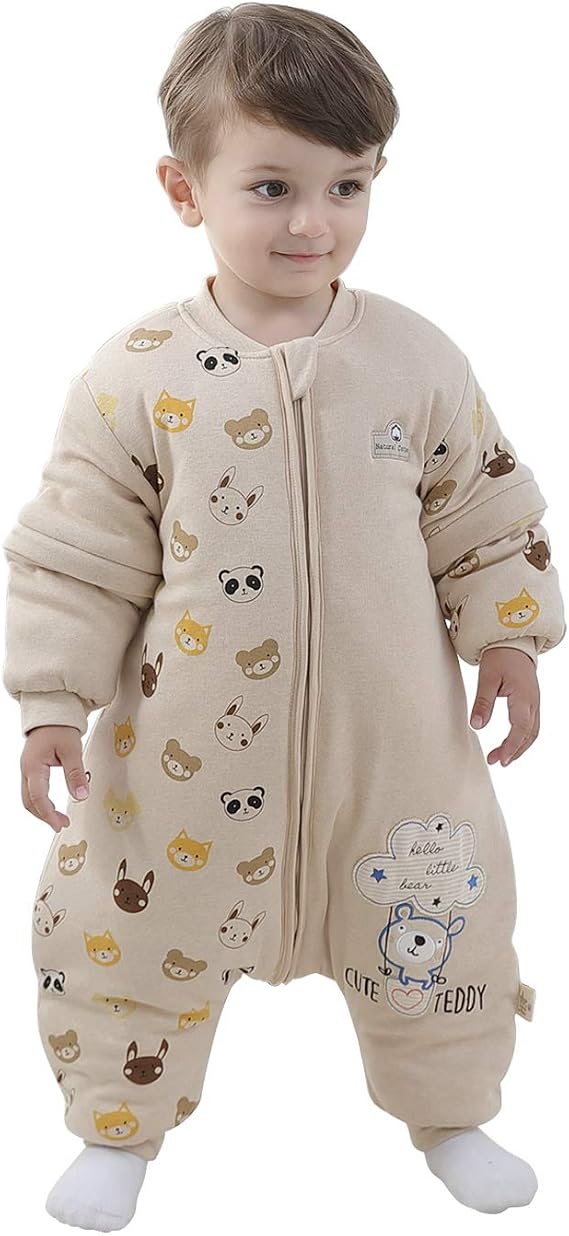 Mosebears Baby Sleeping Bag, 2.5 TOG Baby Sleep Sack with Legs,Winter Sleeping Bag with Removable Sleeves