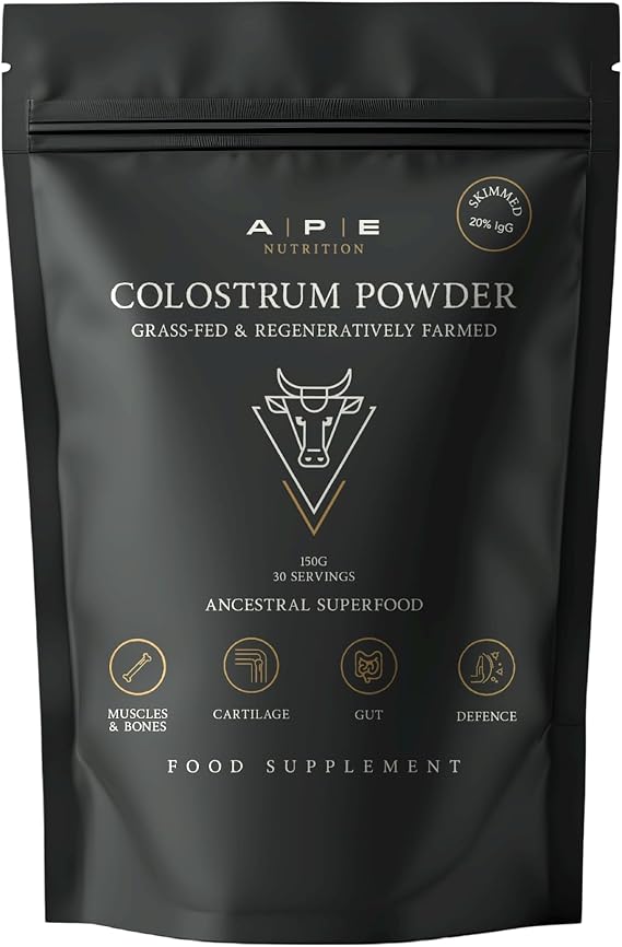APE Nutrition Colostrum Powder Bovine Grass Fed | 150g Pouch (30 Servings) Skimmed | Gut & Immune Health, Leaky Gut Repair, Ancestral Nose to Tail (Unflavoured)