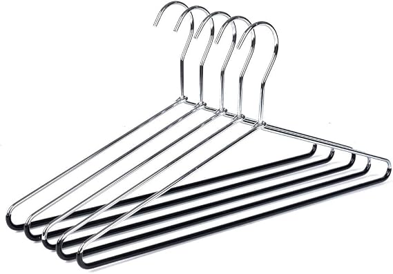 10 Metal Hangers Quality Heavy Duty Metal Coat Hangers with Non-Slip Rubber Coating for Pants (10)