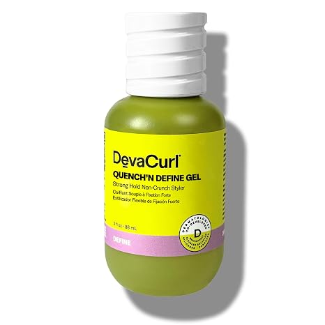 DevaCurl Quench'n Define Gel Strong Hold Non-Crunch Styler | Lasts up to 7 Days | Locks & Moisturizes Curls | Enhances Shine