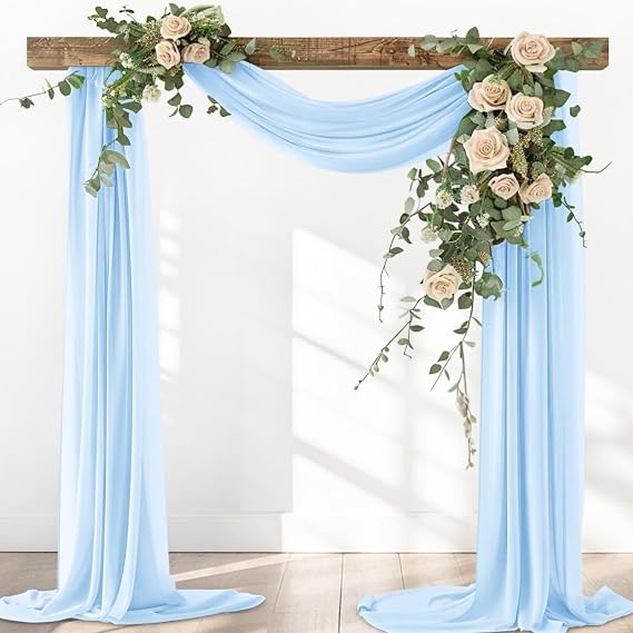 Light Blue Wedding Arch Draping Fabric Backdrop 2 Panels, 29"20Ft