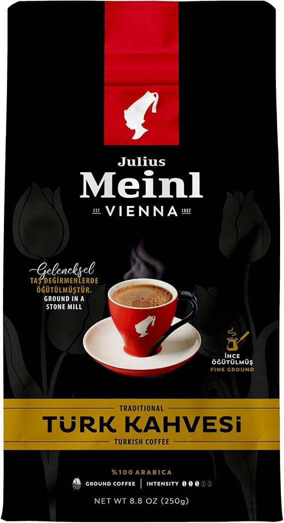 Julius Meinl Ground Turkish Coffee in Traditional Stone Mills, Medium Roasted, 100% Arabica, 250 Grams