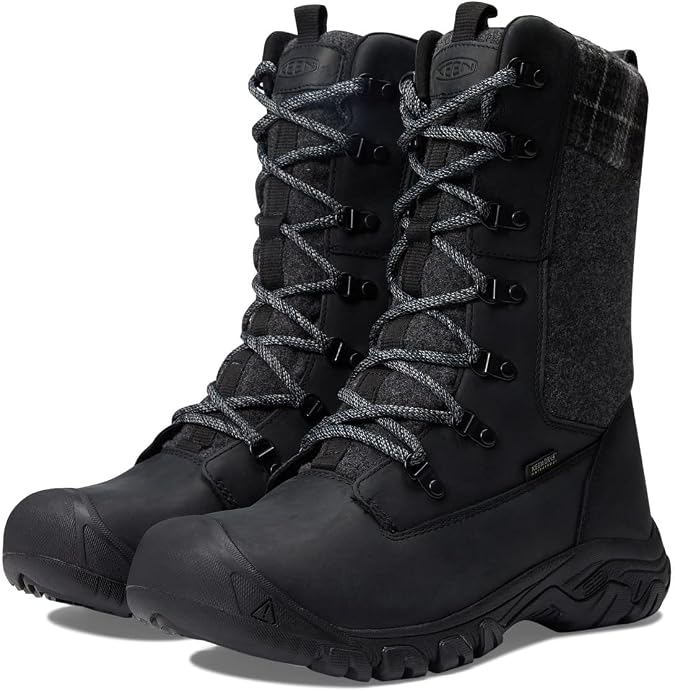KEEN Women's Greta Tall Classic Waterproof Snow Boot, Black/Black Plaid, 7 US