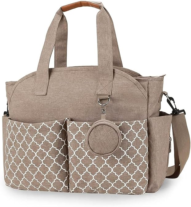 Nappy Bag Tote Baby Diaper Changing Bag with Changing Pad Shoulder Strap | Portable Waterproof Large Capacity for Mom Adjustable Shoulder Straps for Travel Outdoor Hiking Outings