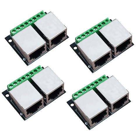 4Pcs Dual RJ45 Female Breakout Board, 3.5mm Pitch Shielded Adapter