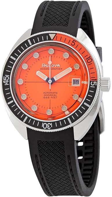 Bulova Devil Diver Oceanographer Black Rubber Strap Watch 41mm - 96B350
