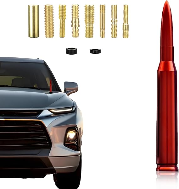 Car Truck 50 Cal Bullet Decoration Replacement Truck Accessories Red Universal for GMC Sierra 1500 Chevy Dodge Ram Silverado 1500 2500 3500 Ford F150 F250 F350 Car Truck Decoration (Red)