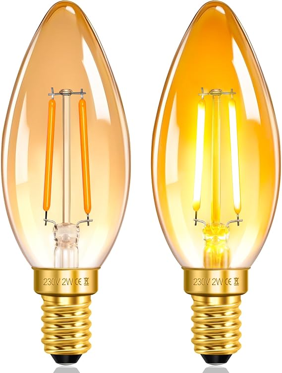 SCNNC C35 E14 LED Vintage Edison Candle Light Bulb 2W Amber 220V Warm White
