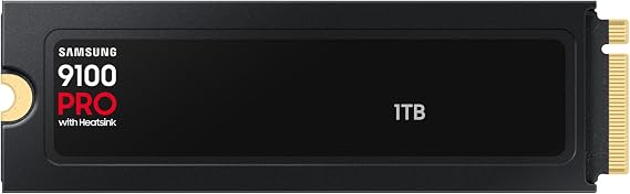 Samsung Memory MZ-VAP1T0CW 9100 PRO 1TB Internal SSD with Heat Sink, PCIe 5.0 x4, NVMe 2.0, SSD Designed for Pros & Gamers, Compatible with PC & Playstation 5, (UK Version)