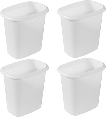 Rubbermaid 6 Quart Bedroom, Bathroom, and Office Wastebasket Trash Can 4 Pack