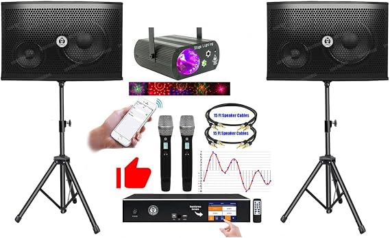 Singtronic Professional 2500W YouTube Karaoke System | 4-in-1 Touchscreen Karaoke Amplifier with Android, Bluetooth, Anti-Feedback Mixer, 2 Wireless Microphones