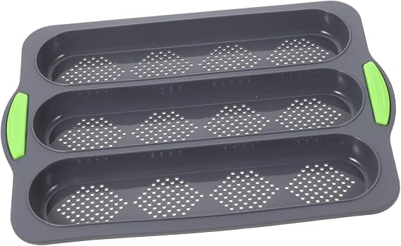 Three Slot Bread Mold Sub Bread Pan for Baking Non-stick Sandwich Pullman Loaf Pan with Lid French Bread Baking Mould Sandwich Bread Loaf Molds Cake Sausage
