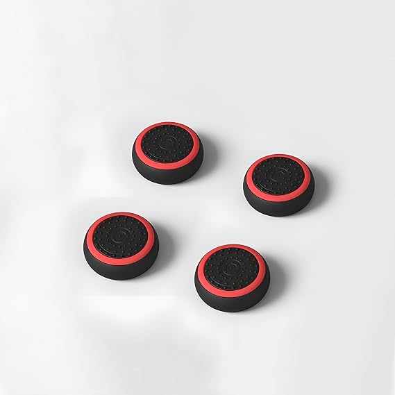 Analog Stick Cap Protective Head, Silicone Thumb Grip | Thumb Stick Silicone Caps Grip Protection Accessory Set for PS5 / PS4 / PS3 / Xbox Series S/X Switch Controller Arm (4 pieces) (Black - Red)