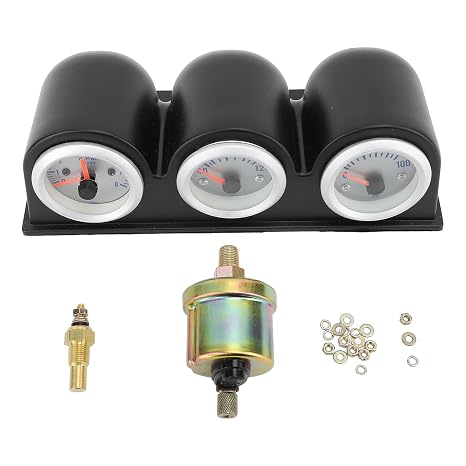 Brilluxa Gauge Kit, 3-in-1 Tachometer, Water Temperature Meter, and Oil Pressure Gauge Set, 12V Dashboard Instrument Cluster for 4, 6, and 8-Cylinder Gasoline Engine Monitoring