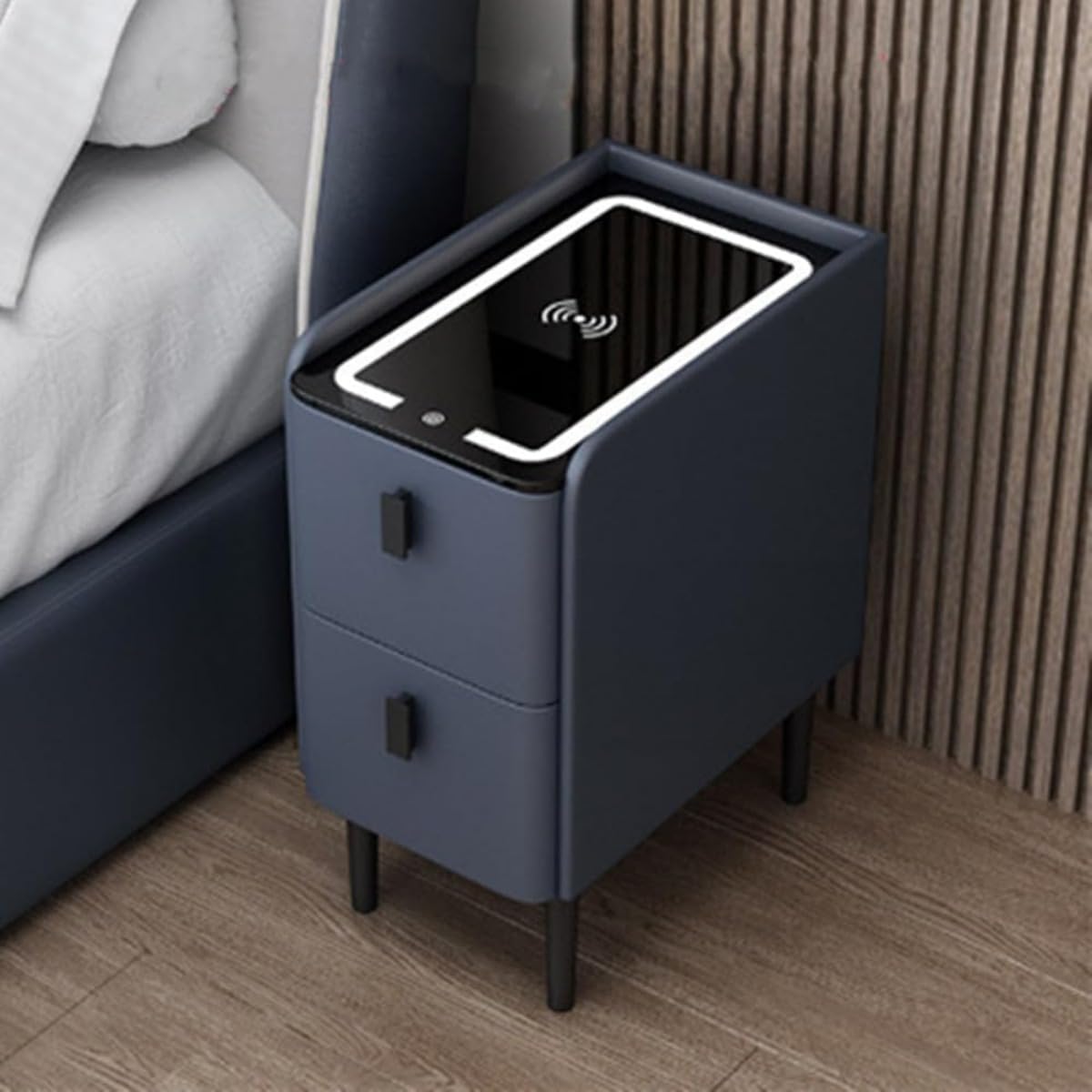 Bedside Table Night Table with Charging Station 3 Colors LED Light Sideboard Side Table for Bedroom Home Dorm, Stylish, Easy Assembly 25 35*40*48cm, C