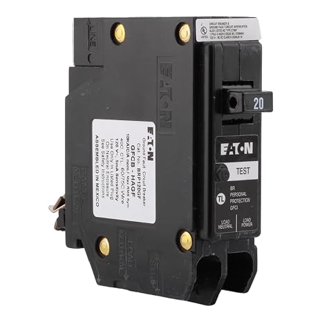 CUTLER-HAMMER BRP120GF 20 Amp Single Pole Ground Fault Circuit Breaker - 120 Volt, Plug-On Neutral, UL Listed (1)