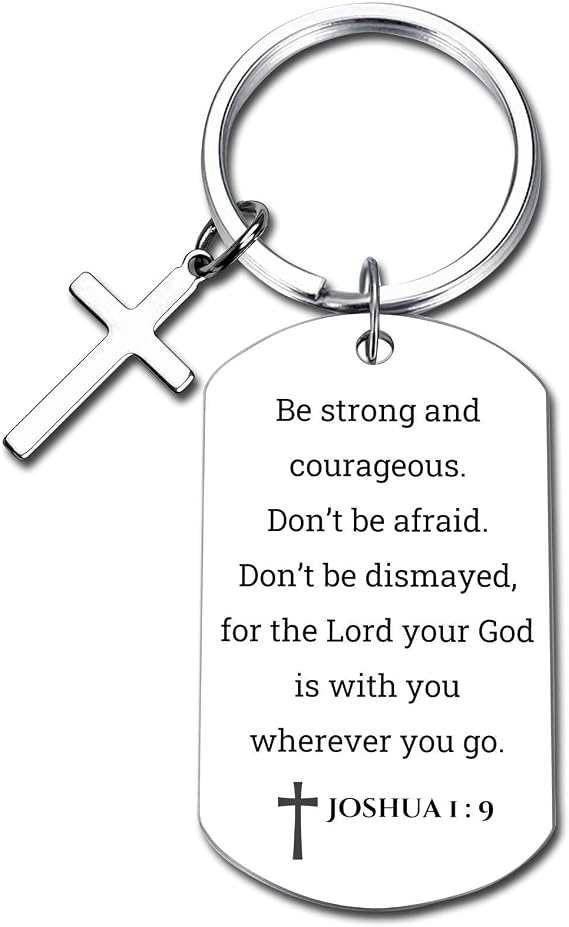 GiftYou Inspirational Scripture Metal Key Chains with Cross Pendant - Bible Verse Keychain Religious Gift for Christian
