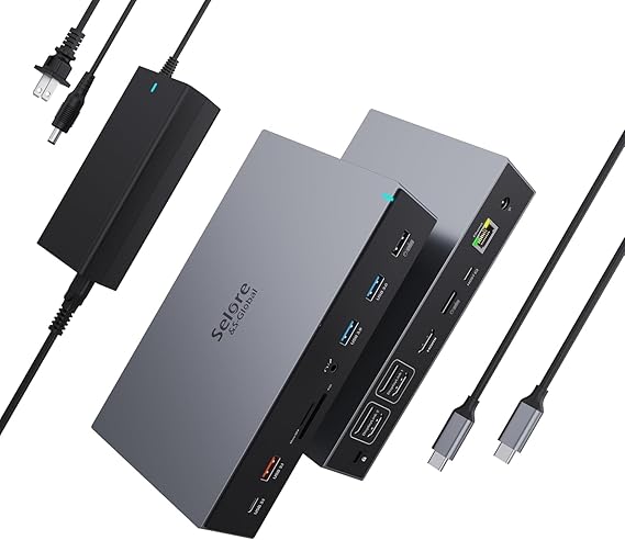Selore Displaylink Docking Station 3 Monitors for MacBook/Windows