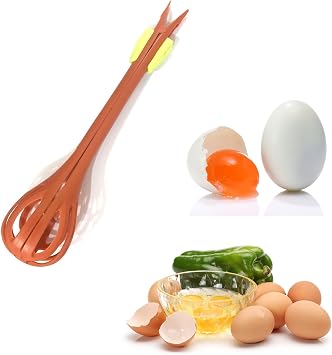 Multifunction Egg Whisks,2 in 1 Food Clip & Egg Whisk Nylon Egg Beater Noodle Clamp Salad Bread Clips Cream Mixer for Cooking BBQ Blending Beating Stirring (Red)