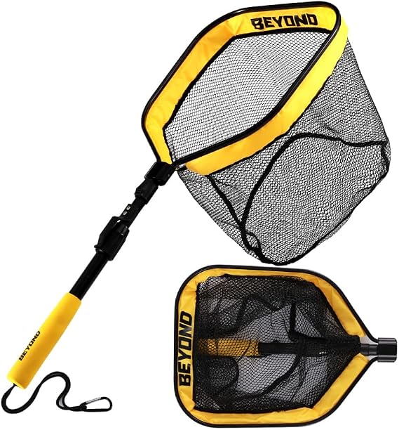 Beyond Braid Floating Fishing Net with Handle Folding Fishing Net for Easy Storage Telescopic Landing Net for Bass, Trout, Kayak & Boat Fishing Durable, Lightweight & Fish Friendly