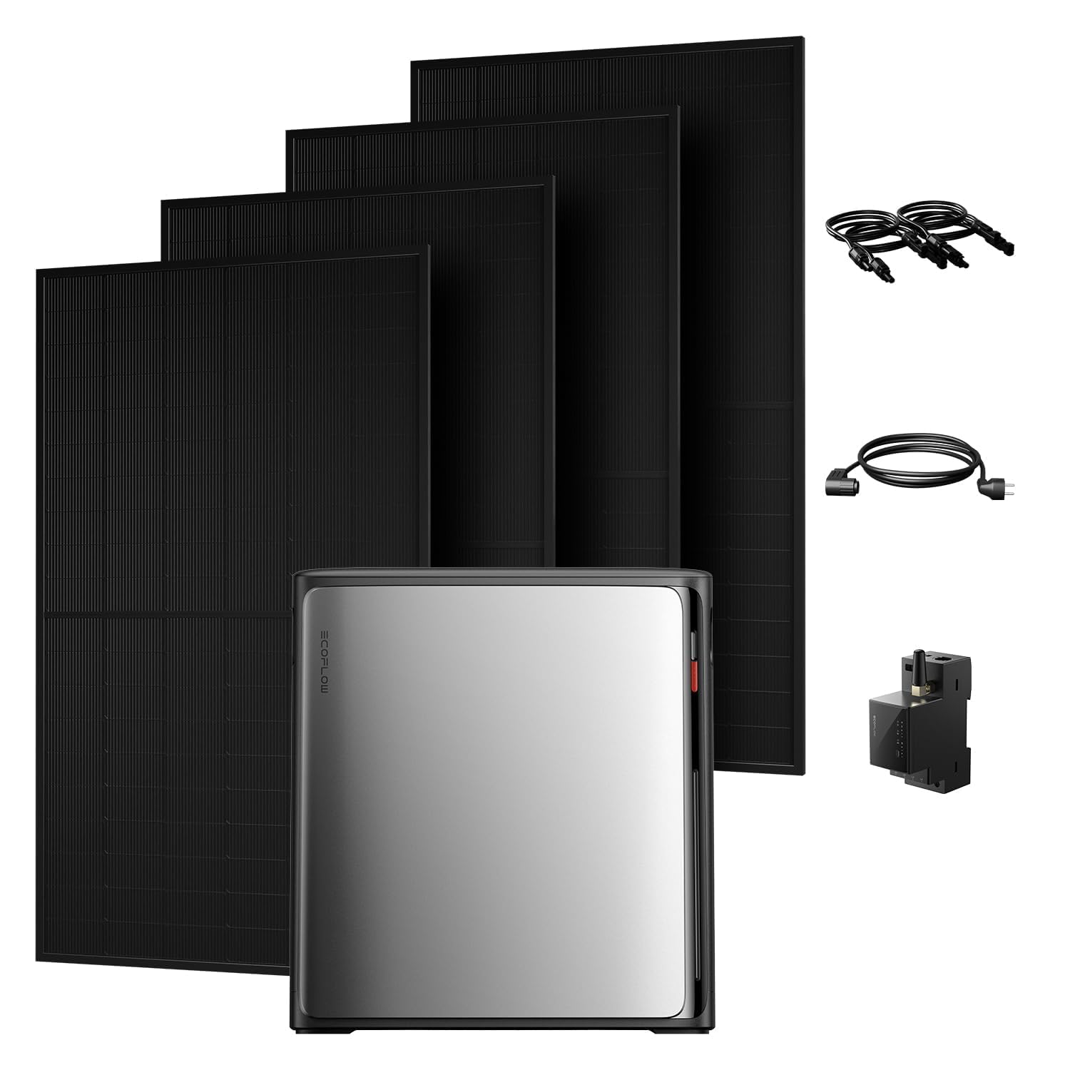 All in One 2000W Balkonkraftwerk mit Speicher 3840Wh ECOFLOW STREAM Ultra X mit 4 MPPT Smarten Zähler&Zubehör Komplettset 4×500W Full Black Bifaziale Solarmodule Plug&Play(0% MwSt)