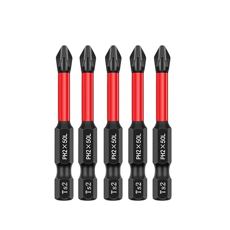 PH2 Impact Screwdriver Bits, 2 Inch 5-Pack, S2 Steel Magnetic