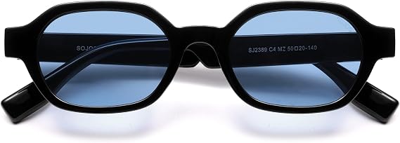 SOJOS Retro Polarized Hexagonal Rectangle Sunglasses Women Men SJ2389,Small