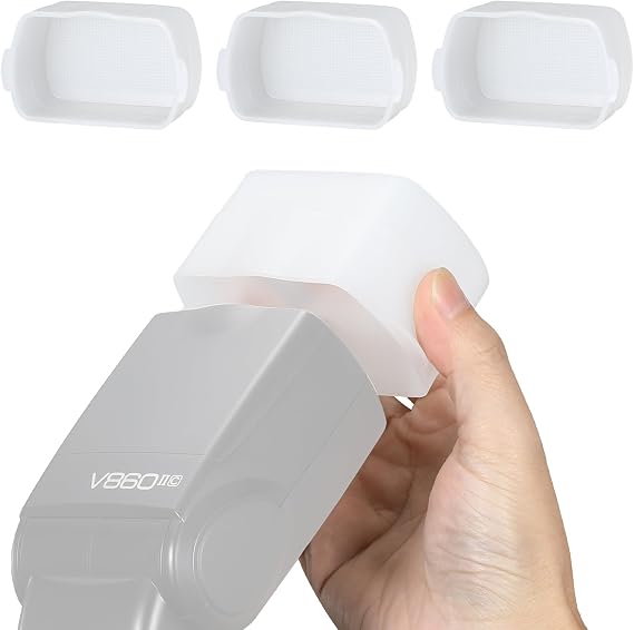 Soonpho 3Pcs Flash Diffuser, 3.15" x 2.09" White Bounce Light Diffuser Kit Compatible for Godox V860III V850II TT685II TT600 for Canon, Nikon, Sony, Olympus, Fuji Hot-Shoe Mount Camera Speedlight