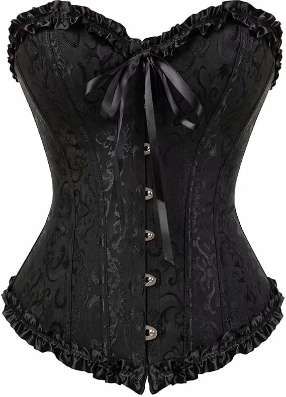 Corset Top Bustier Lingerie for Women Zipper Front Flower Sexy Burlesque Vintage