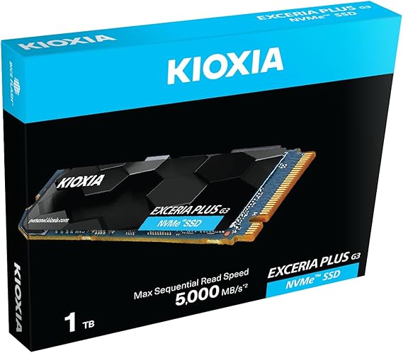 KIOXIA EXCERIA PLUS G3 1TB NVMe SSD – M.2 2280, PCIe Gen4 x4, 5000MB/s Okuma, 3900MB/s Yazma