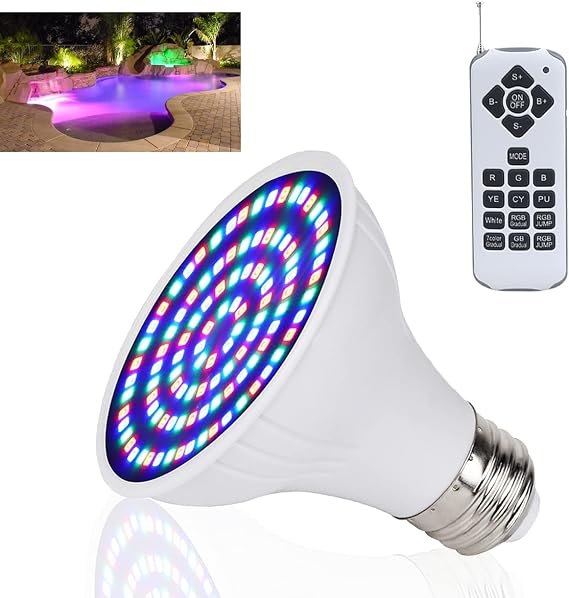 12V LED Spa Light Bulb Multi Color Changing 12W RGB Hot Tub Spa Bulb with Remote Control Inground Spa Replacement Bulb E26 Base for Pentair Hayward Jandy Underwater Lights Fixtures