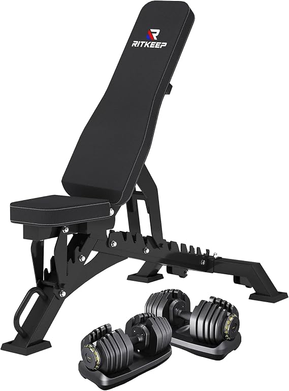Quick Adjustable Dumbbell & Weight Bench Package
