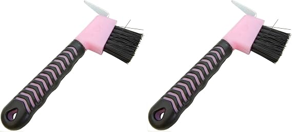 Hoof Pick Brush with Rubber Handle - 2 Pack