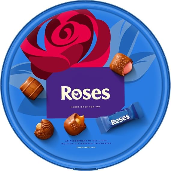 Roses Milk Chocolate Assortment Tub 475g – Assorted Chocolate Box, Sharing Tub, Chocolate Gift for Christmas, Parties & Special Occasions