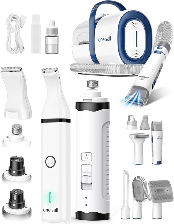 oneisall Dog Grooming Vacuum, Dog Nail Grinder and Paw Trimmer Kit