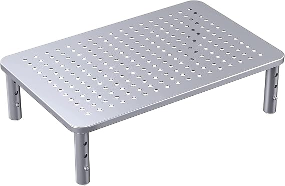 HUANUO Monitor Riser - 3 Height Adjustable Stand for Laptop, Computer, iMac, PC, Printer, Desktop Ergonomic Metal Monitor Riser with Mesh Platform